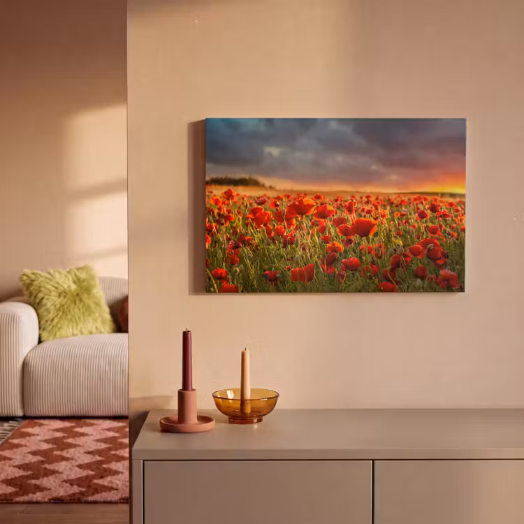 Sonnenuntergang - Mohnblumen - Rot - Blumen - Feld - Natur canvas 2cm klein -sfeer1
