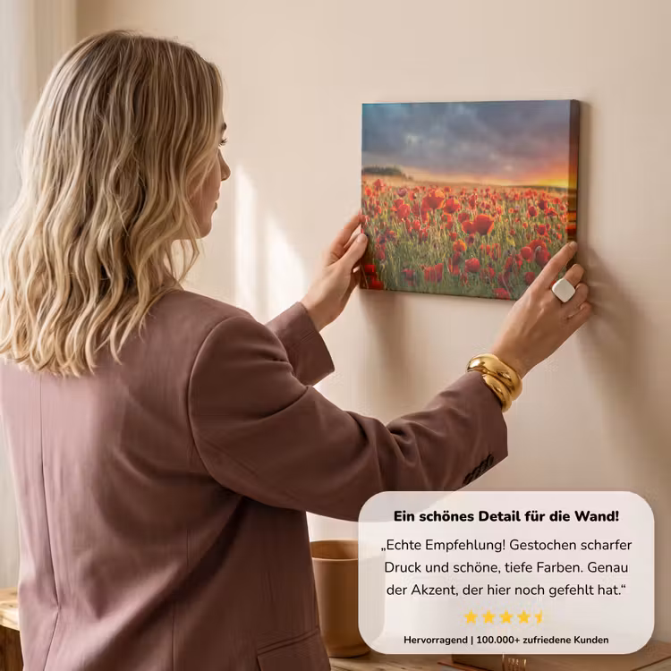Sonnenuntergang - Mohnblumen - Rot - Blumen - Feld - Natur canvas 2cm klein -Xsfeer7_DE