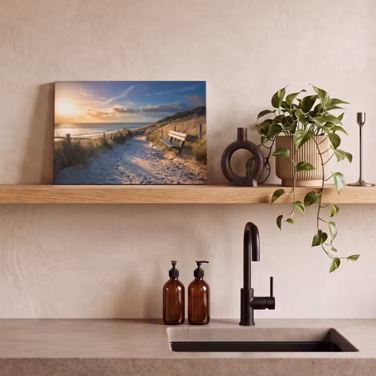 Zonsondergang - Strand - Duin - Gras - Bank canvas 2cm klein -sfeer3