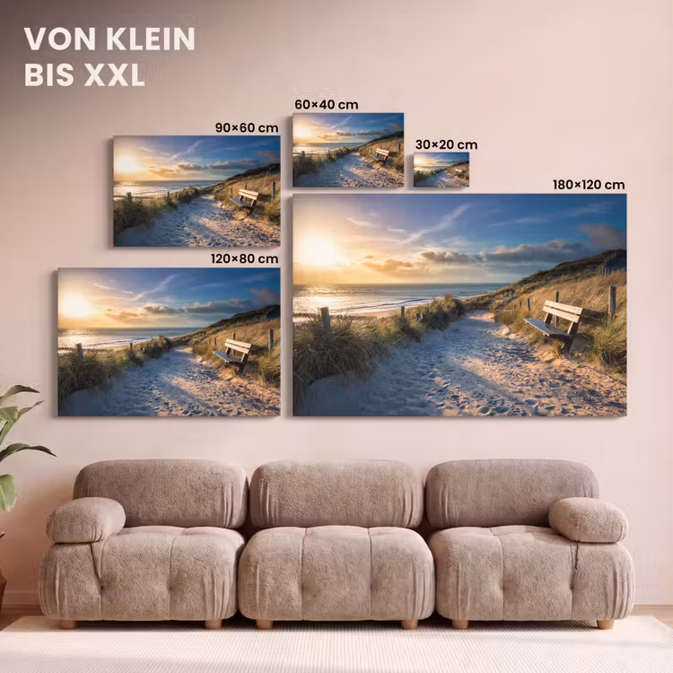 Zonsondergang - Strand - Duin - Gras - Bank canvas 2cm klein -Xsfeer8_DE