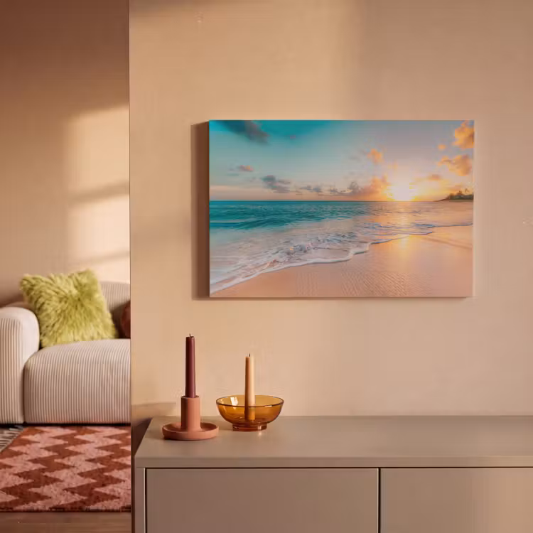Zonsondergang - Strand - Zee - Zomer - Blauw canvas 2cm klein -sfeer1