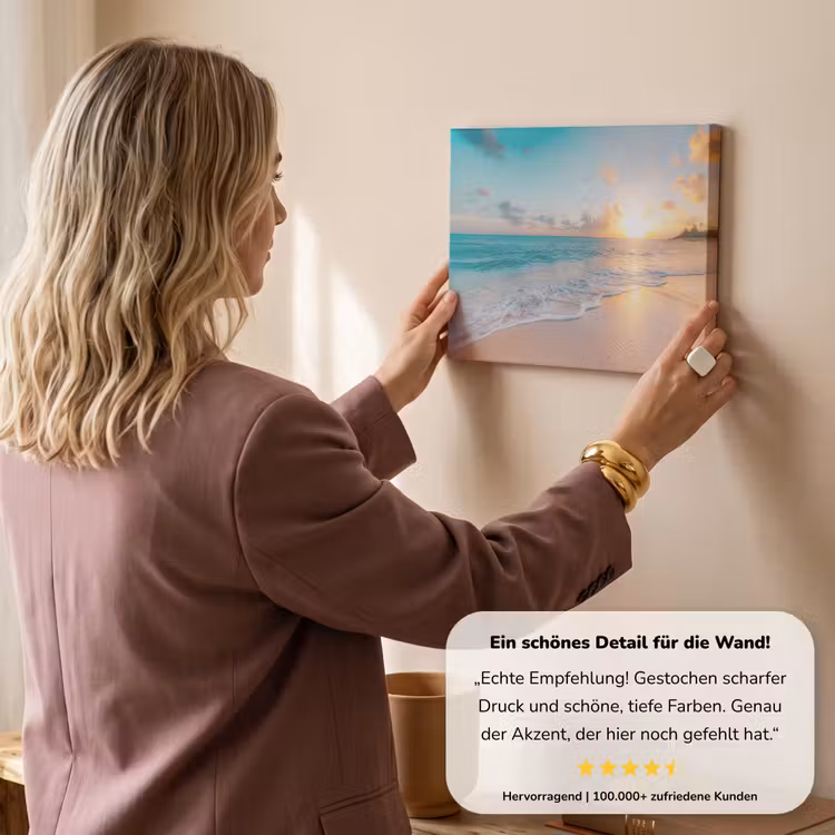 Zonsondergang - Strand - Zee - Zomer - Blauw canvas 2cm klein -Xsfeer7_DE