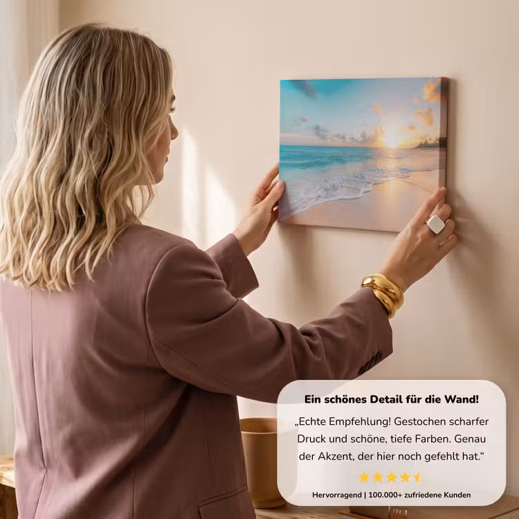 Zonsondergang - Strand - Zee - Zomer - Blauw canvas 2cm klein -Xsfeer7_DE