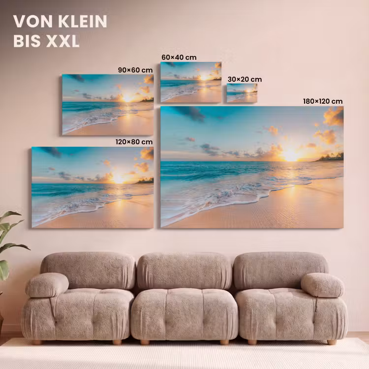 Zonsondergang - Strand - Zee - Zomer - Blauw canvas 2cm klein -Xsfeer8_DE