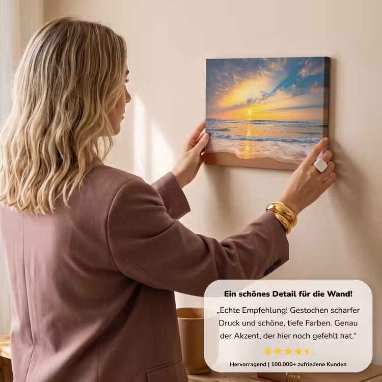 Zonsondergang - Strand - Zee - Wolken - Oranje canvas 2cm klein -Xsfeer7_DE