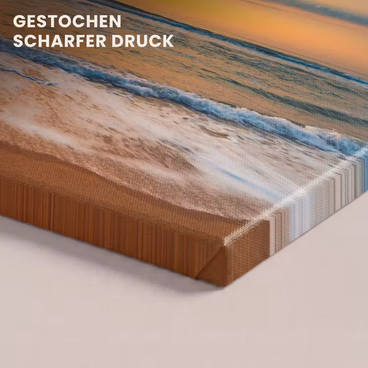 Zonsondergang - Strand - Zee - Wolken - Oranje canvas 2cm klein -closeup_print_DE