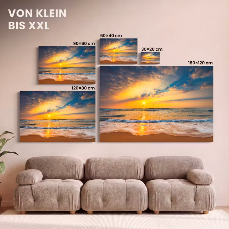 Zonsondergang - Strand - Zee - Wolken - Oranje canvas 2cm klein -Xsfeer8_DE
