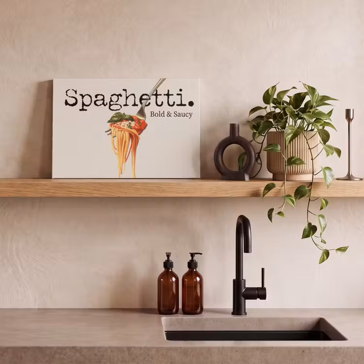 Spaghetti - tomatensaus - Parmezaanse kaas canvas 2cm klein -sfeer3