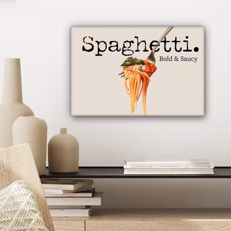 Spaghetti - tomatensaus - Parmezaanse kaas canvas 2cm klein -sfeer6