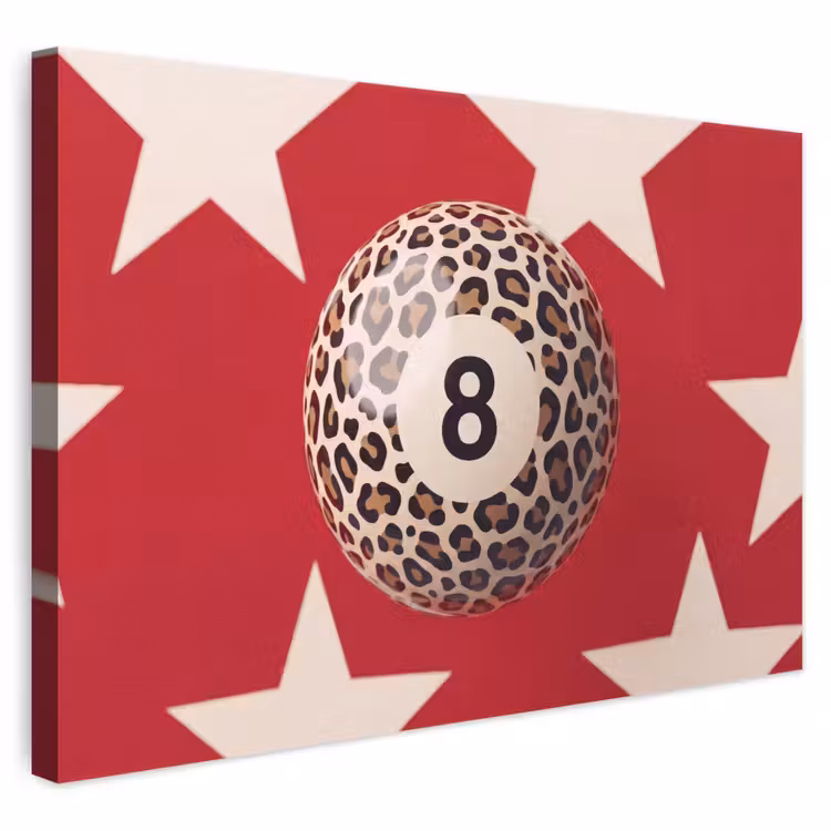 Spel - Dierenprint - Nummer 8 - Modern - Rood canvas 2cm klein -3d