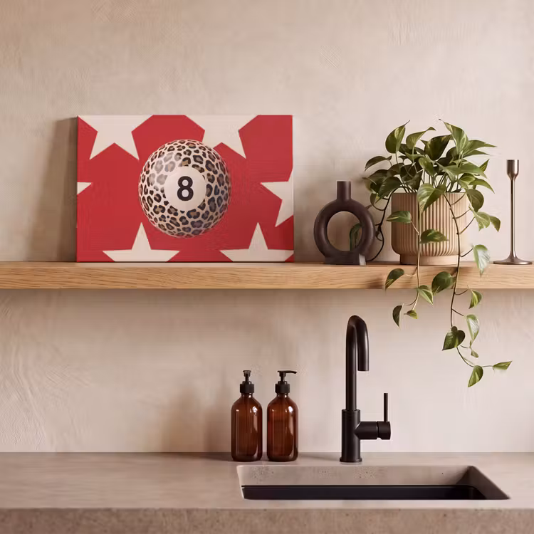 Spel - Dierenprint - Nummer 8 - Modern - Rood canvas 2cm klein -sfeer3