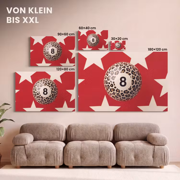 Spel - Dierenprint - Nummer 8 - Modern - Rood canvas 2cm klein -Xsfeer8_DE