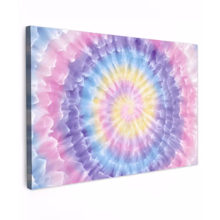 Spiraal - Tie dye - Pasteltinten canvas 2cm klein -z3d