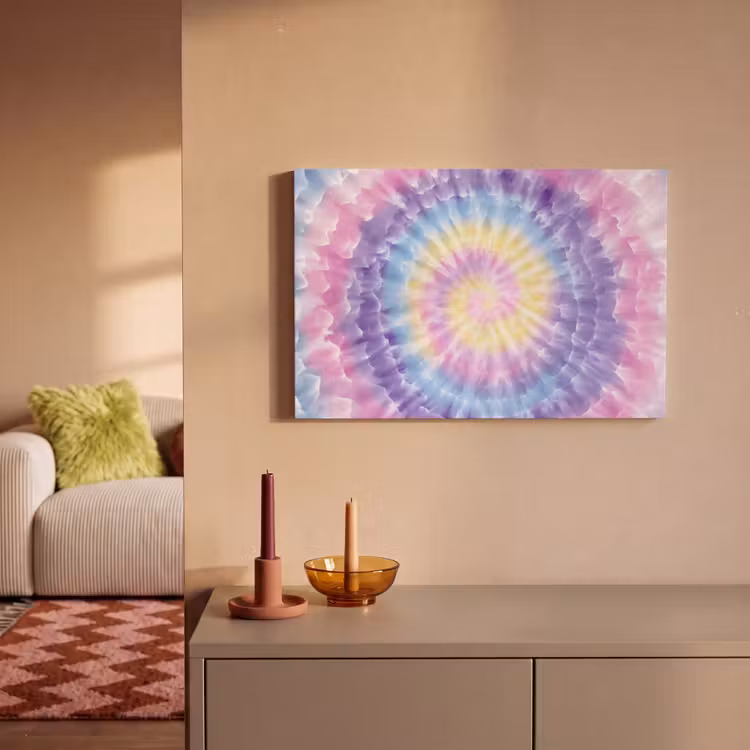 Spiraal - Tie dye - Pasteltinten canvas 2cm klein -sfeer1