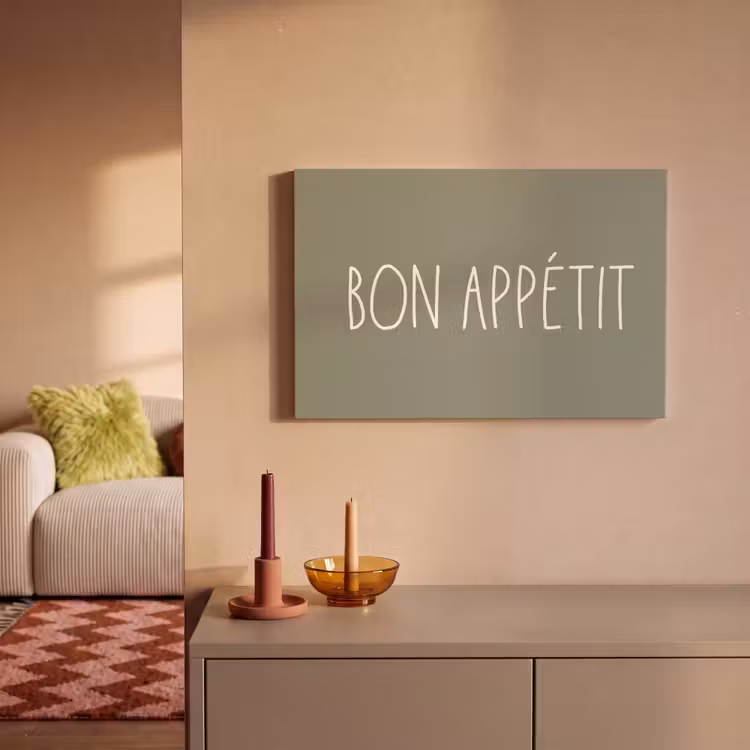 Spreuken - Bon appétit - Quotes - Eet smakelijk - Eten canvas 2cm klein -sfeer1