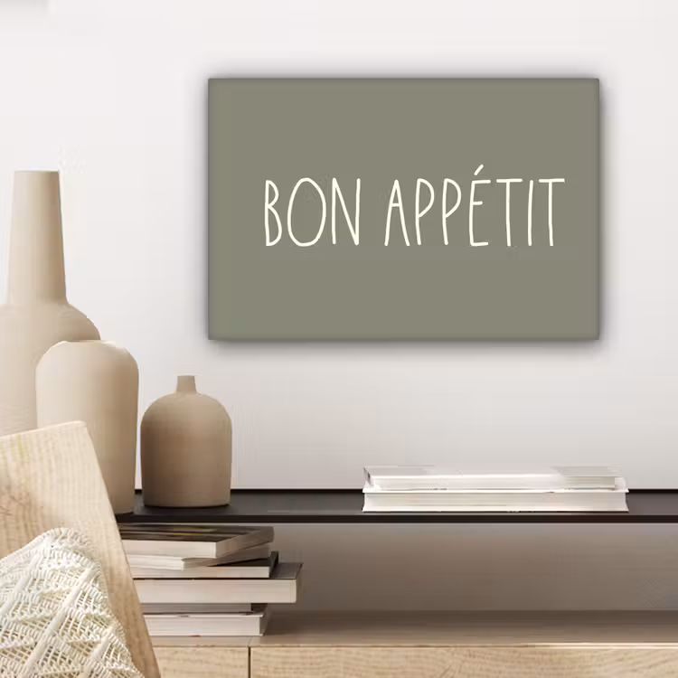 Spreuken - Bon appétit - Quotes - Eet smakelijk - Eten canvas 2cm klein -sfeer6