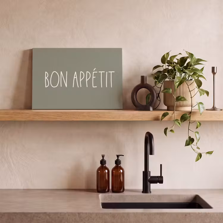 Spreuken - Bon appétit - Quotes - Eet smakelijk - Eten canvas 2cm klein -sfeer3