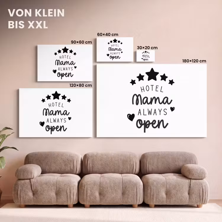 Spreuken - Hotel mama always open - Mama - Quotes canvas 2cm klein -Xsfeer8_DE