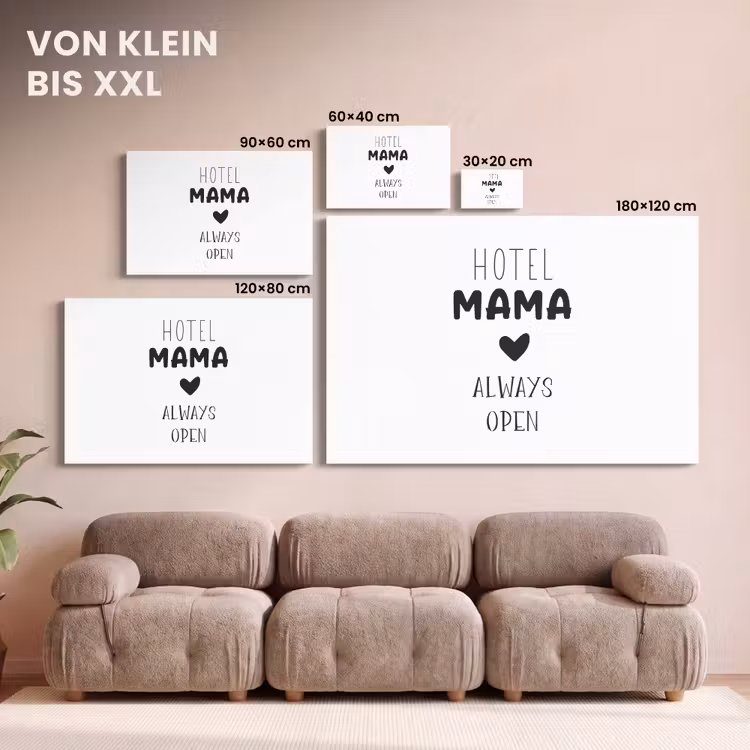 Spreuken - Hotel mama always open - Quotes - Mama canvas 2cm klein -Xsfeer8_DE