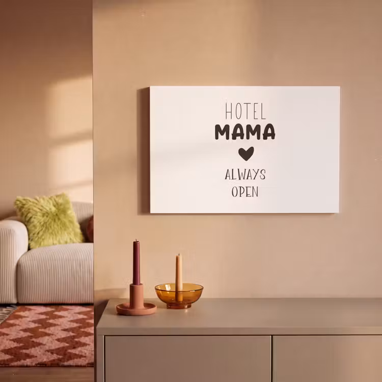 Spreuken - Hotel mama always open - Quotes - Mama canvas 2cm klein -sfeer1