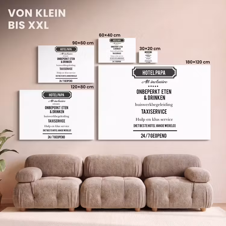 Spreuken - Hotel papa - Quotes - Vader canvas 2cm klein -Xsfeer8_DE
