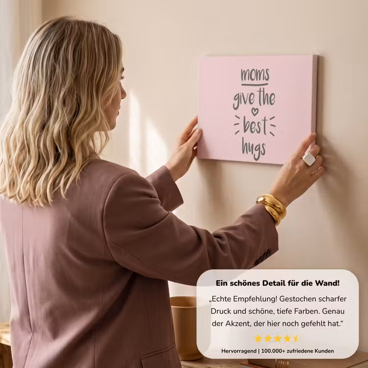 Spreuken - Moms give the best hugs - Quotes - Mama canvas 2cm klein -Xsfeer7_DE