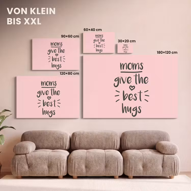 Spreuken - Moms give the best hugs - Quotes - Mama canvas 2cm klein -Xsfeer8_DE