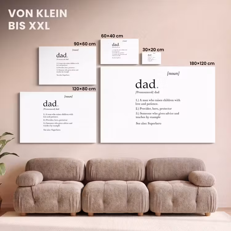 Spreuken - Papa definitie - Quotes - Dad canvas 2cm klein -Xsfeer8_DE