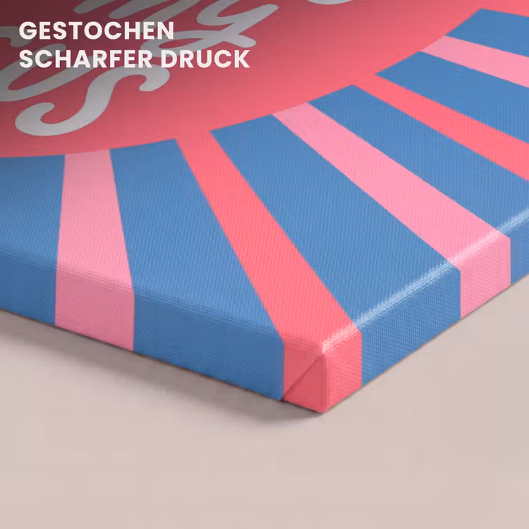 Spreuk - Grafisch - Abstract - Roze - Blauw canvas 2cm klein -closeup_print_DE