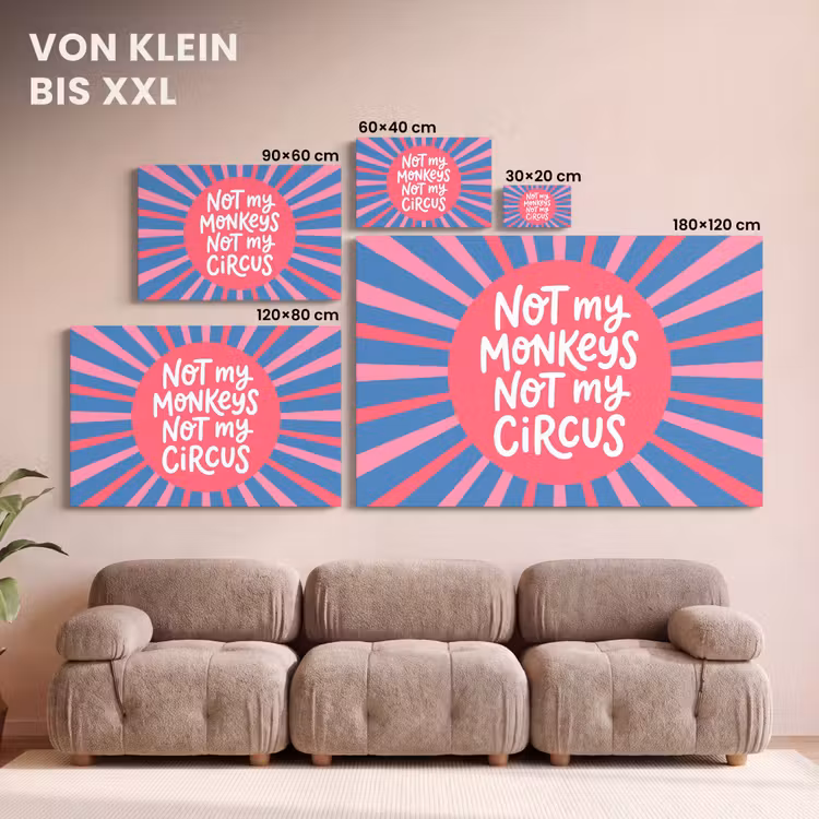 Spreuk - Grafisch - Abstract - Roze - Blauw canvas 2cm klein -Xsfeer8_DE