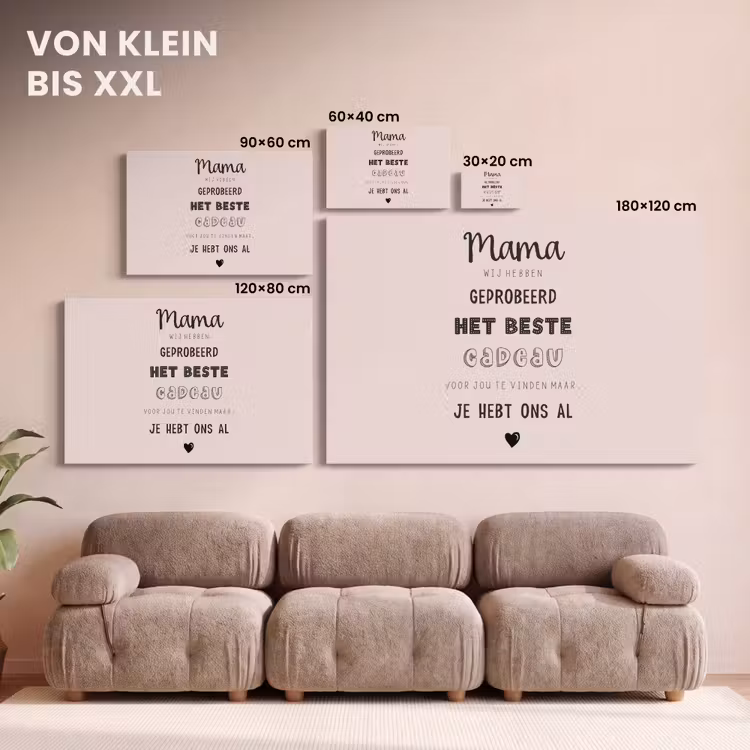 Spreuken - Quotes Mama Je Hebt Ons Al - Moederdag cadeau voor mama - Roze canvas 2cm klein -Xsfeer8_DE