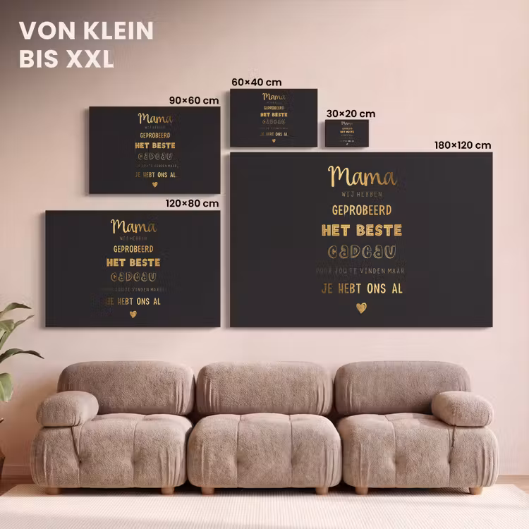 Spreuken - Quotes Mama Je Hebt Ons Al - Moeder - Moederdag cadeau voor mama - Goud canvas 2cm klein -Xsfeer8_DE