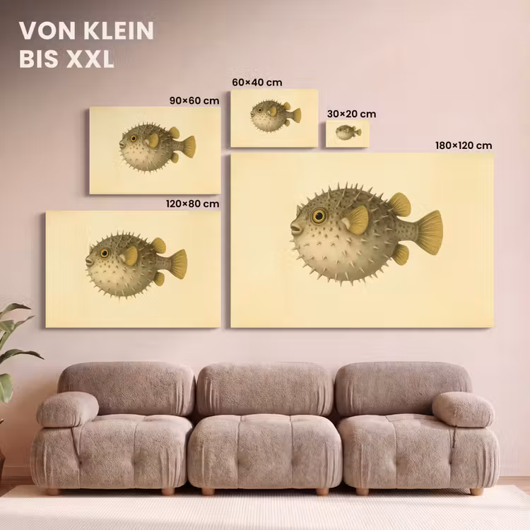 Stekels - Vis - Opgeblazen - Bruin canvas 2cm klein -Xsfeer8_DE