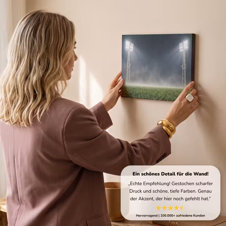 Stadion - Lichtmast - Sport - Nacht canvas 2cm klein -Xsfeer7_DE