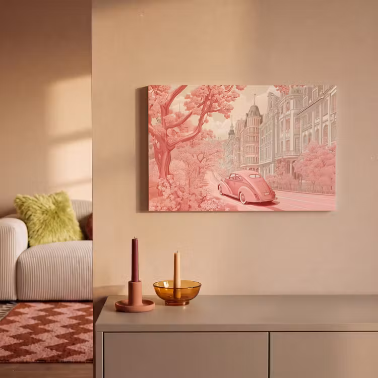 City - Car - Pink canvas 2cm klein -sfeer1