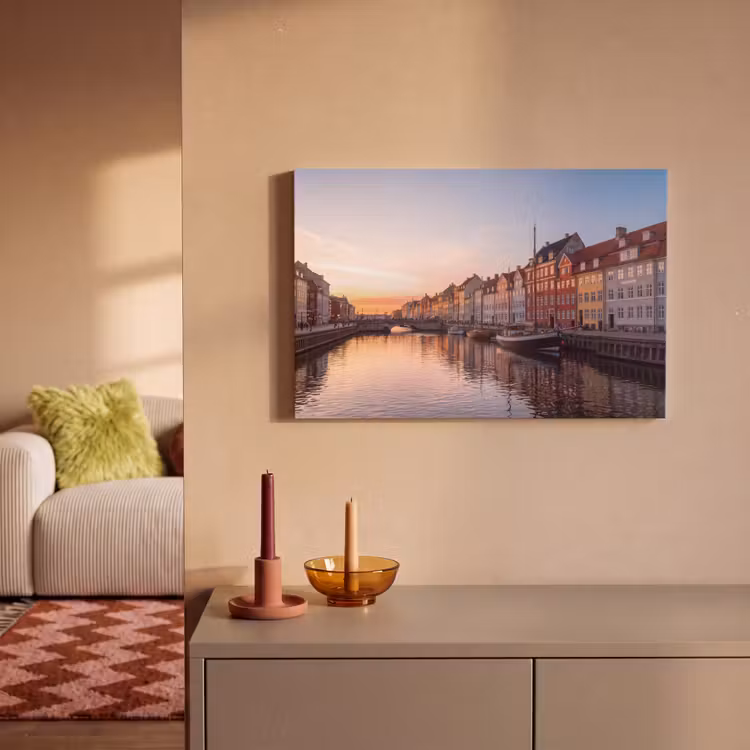 Stad - Gracht - Zonsondergang - Klassiek - Kleurrijk canvas 2cm klein -sfeer1