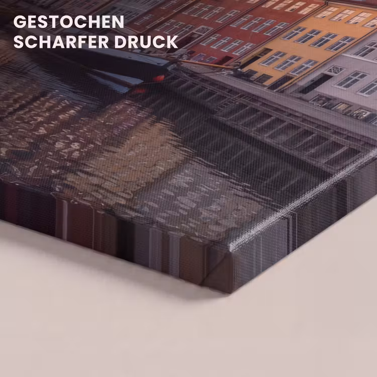 Stad - Gracht - Zonsondergang - Klassiek - Kleurrijk canvas 2cm klein -closeup_print_DE