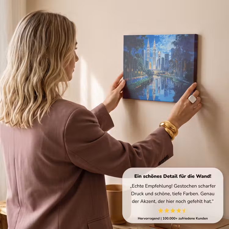 Stad Kuala Lumpur - Skyline - Wolkenkrabbers - Water canvas 2cm klein -Xsfeer7_DE