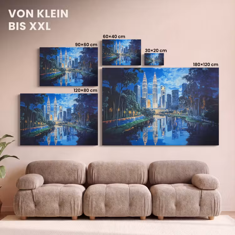 Stad Kuala Lumpur - Skyline - Wolkenkrabbers - Water canvas 2cm klein -Xsfeer8_DE