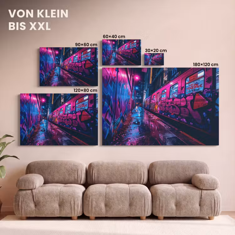 Stad - Neon - Nacht - Roze - Graffiti canvas 2cm klein -Xsfeer8_DE