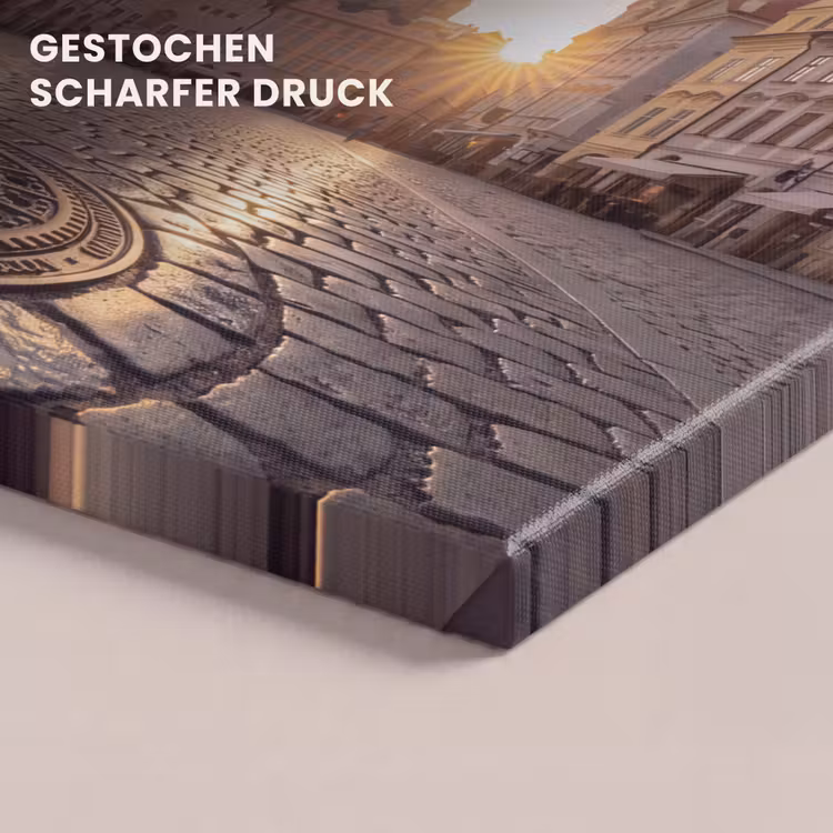 Stad - Praag - Ochtend - Architectuur - Goud canvas 2cm klein -closeup_print_DE