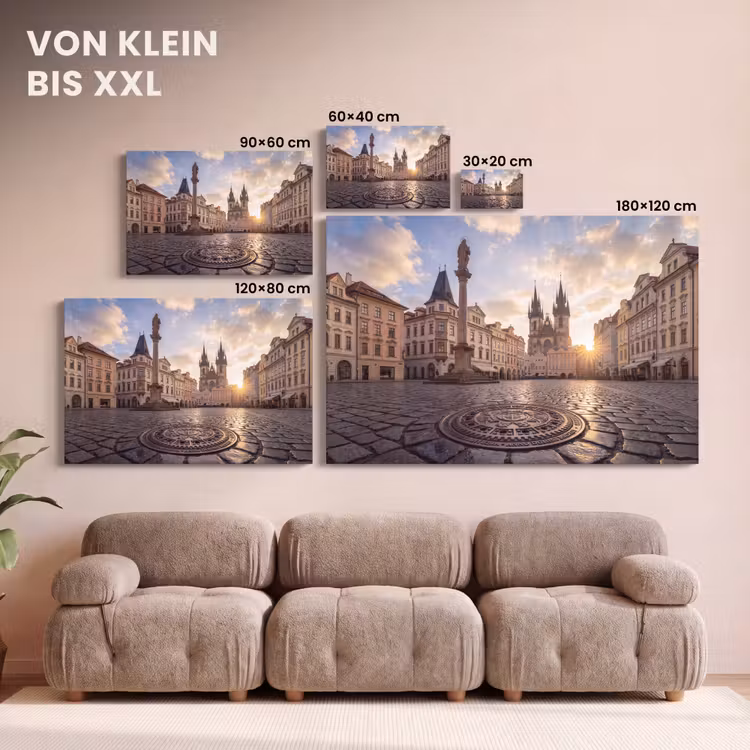 Stad - Praag - Ochtend - Architectuur - Goud canvas 2cm klein -Xsfeer8_DE
