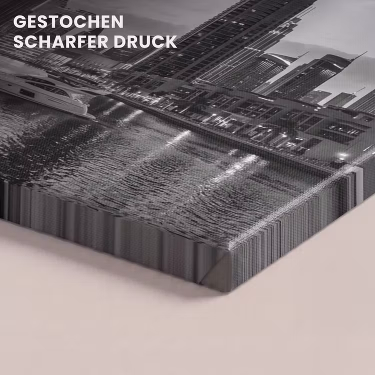 Stad - Skyline - Architectuur - Avond - Zwart-wit canvas 2cm klein -closeup_print_DE