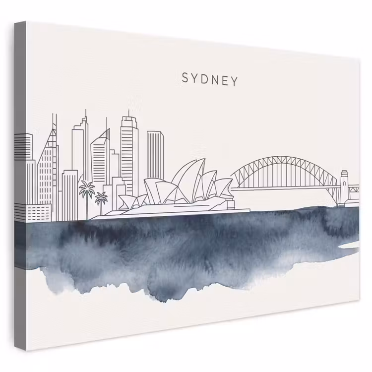 Stad - Skyline - Architectuur - Minimalistisch - Blauw canvas 2cm klein -3d