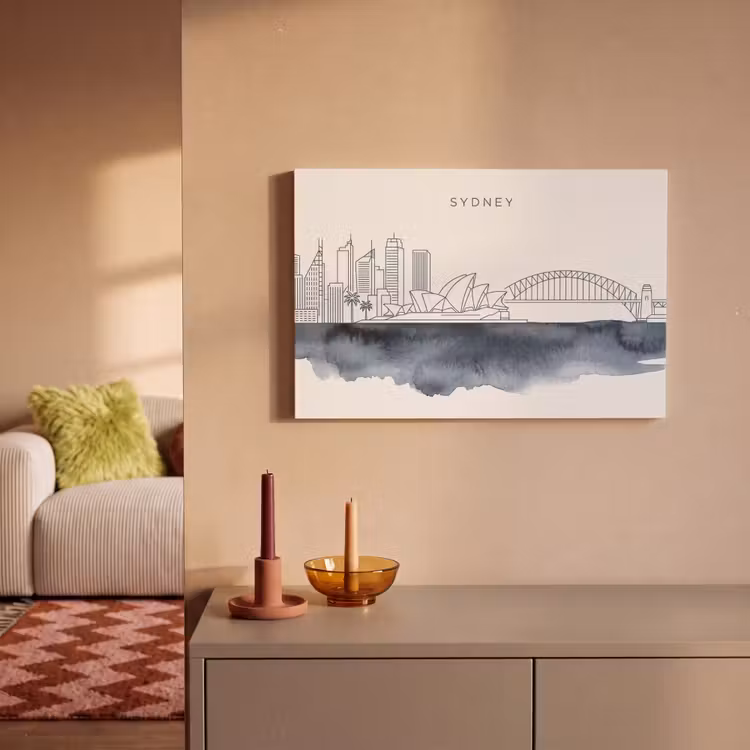 Stad - Skyline - Architectuur - Minimalistisch - Blauw canvas 2cm klein -sfeer1