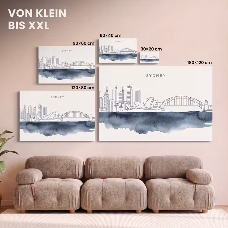 Stad - Skyline - Architectuur - Minimalistisch - Blauw canvas 2cm klein -Xsfeer8_DE