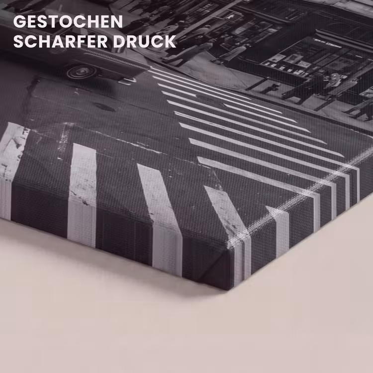 Stad - Straat - Gebouwen - Verkeer - Zwart-wit canvas 2cm klein -closeup_print_DE