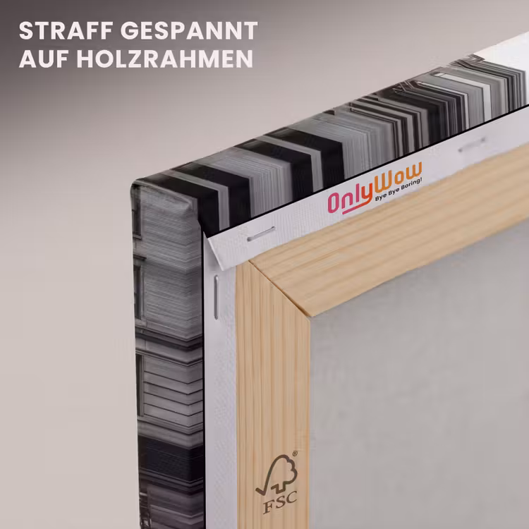 Stad - Straat - Gebouwen - Verkeer - Zwart-wit canvas 2cm klein -uniquesellingpoint_afwerking-onlywow_DE