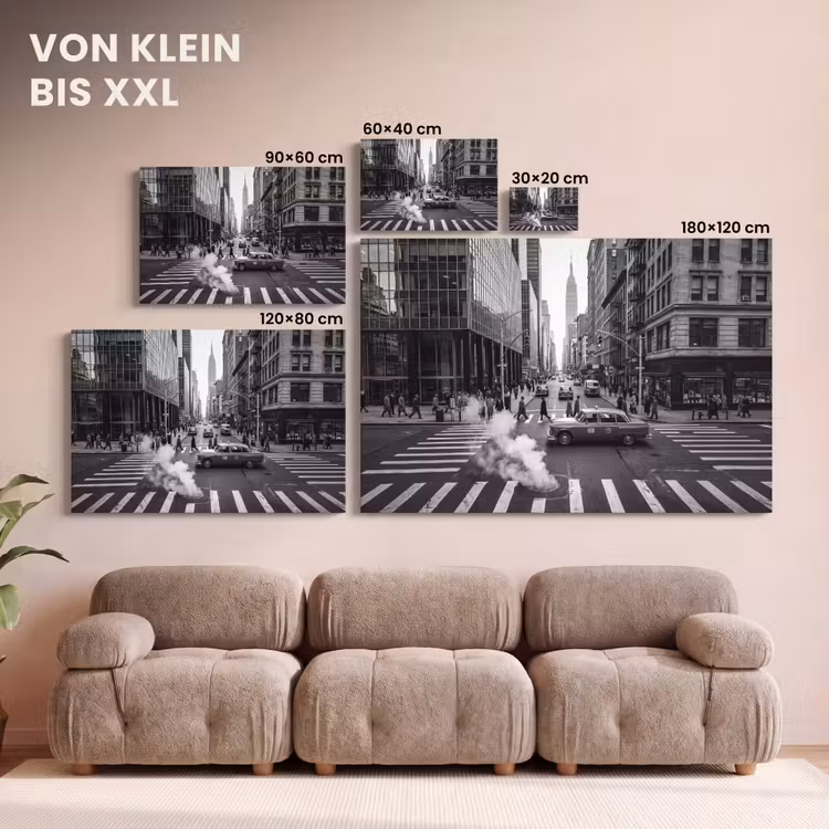 Stad - Straat - Gebouwen - Verkeer - Zwart-wit canvas 2cm klein -Xsfeer8_DE