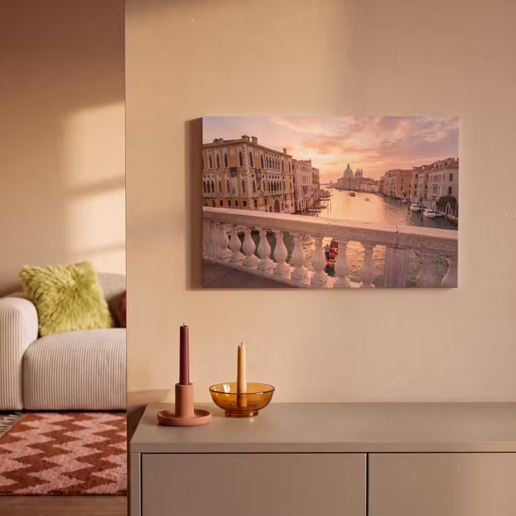 Stad - Venetië - Kanaal - Zonsopgang - Architectuur - Goud canvas 2cm klein -sfeer1